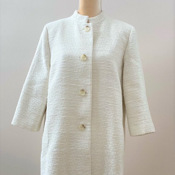 Ann Taylor Factory White 3/4 Sleeve Coat, Size Large - Picture 2 of 5